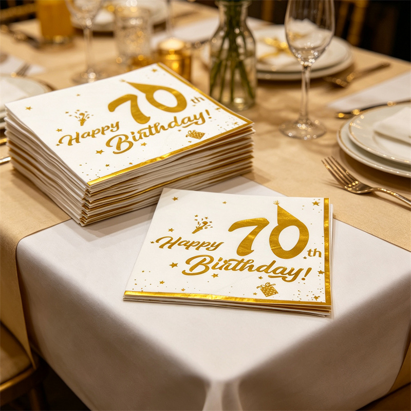 Table Number Gold - 10 tovaglioli dorati per il 70°
